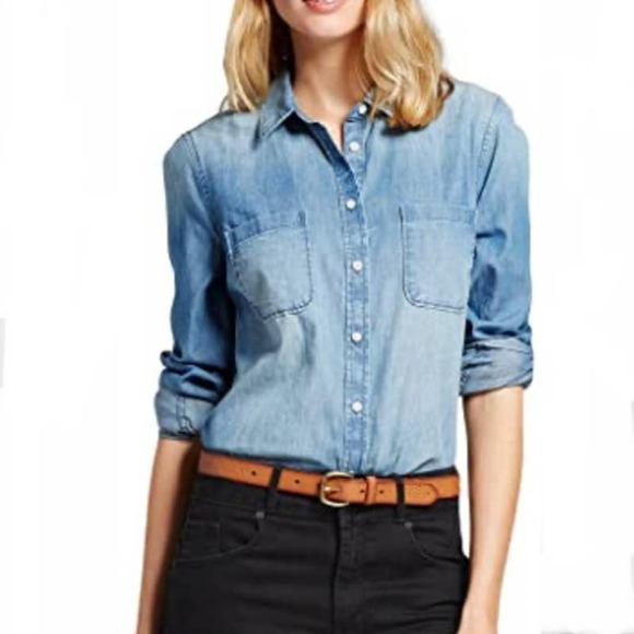 Merona Tops - Merona | Chambray Denim Button Down Shirt | Large